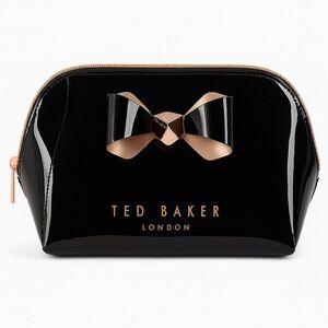 Ted Baker Rochel Curved Bow Wash Bag – Black with Rose Gold Accents